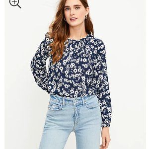 Loft Petite XXS Floral Ruffle Cuff Blouse NWT